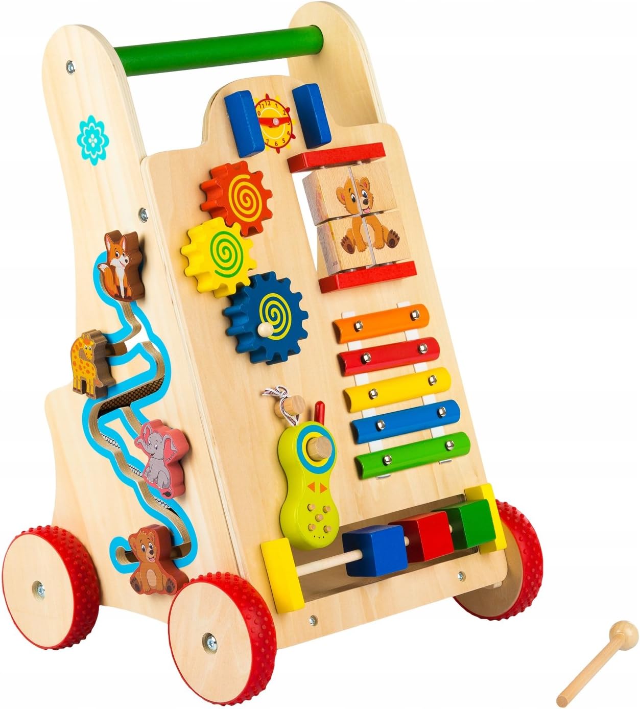 Pchacz dla dziecka chodzik drewniany kostka edukacyjna 6w1