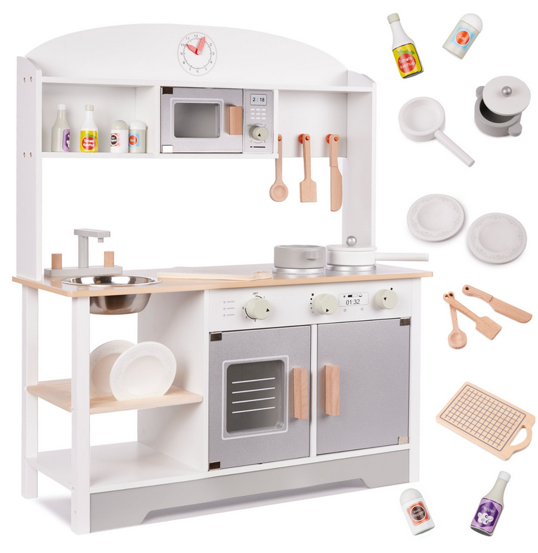Kuchnia dla dzieci drewniana MDF MODERN CLASSIC akcesoria 82cm