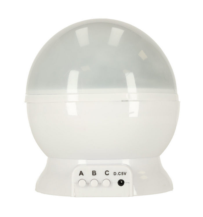 Lampka nocna projektor gwiazd 2w1 USB biała