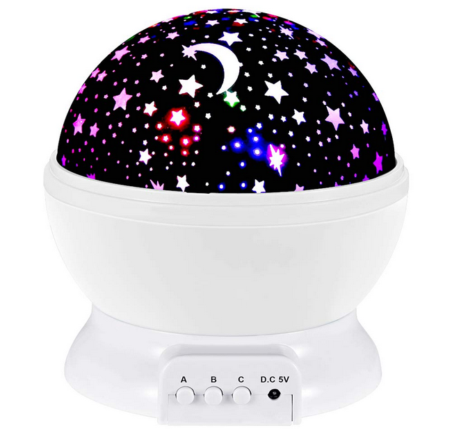 Lampka nocna projektor gwiazd 2w1 USB biała
