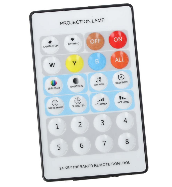Lampka nocna projektor gwiazd LED USB obrotowy 6 motywów pilot królik