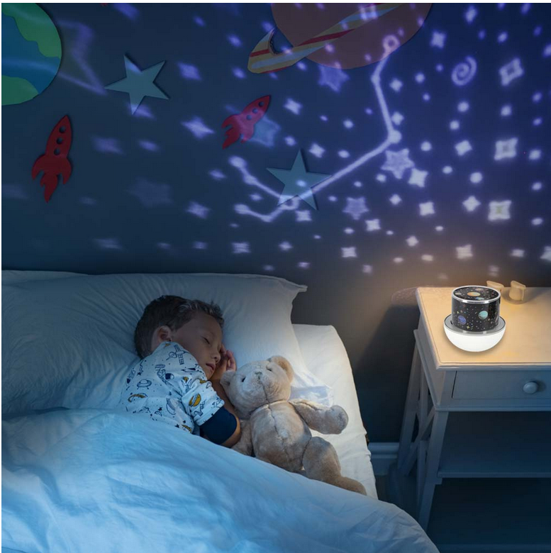 Lampka nocna projektor gwiazd LED USB obrotowy 6 motywów pilot królik