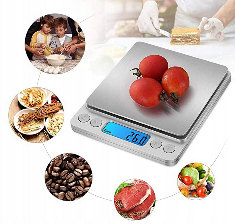 WAGA JUBILERSKA 500g 0,01g ELEKTRONICZNA DOMOWA PRECYZYJNA LCD KUCHENNA