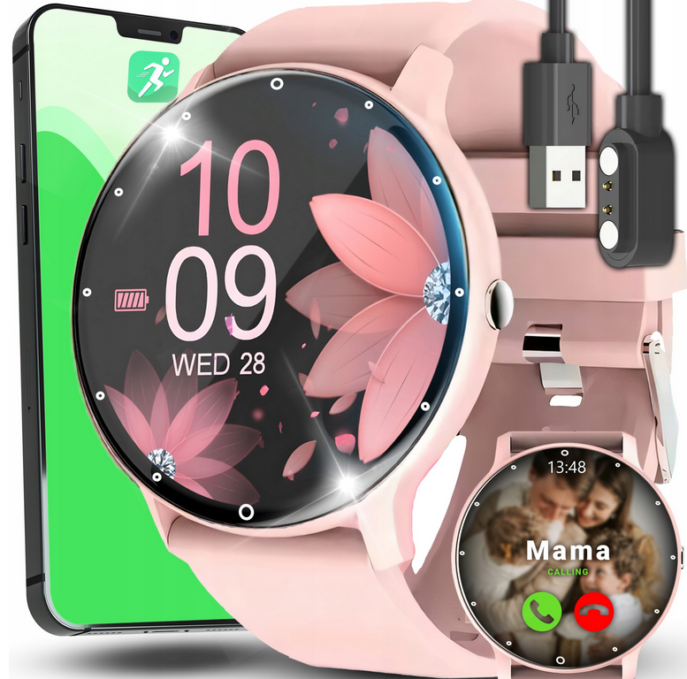 SMARTWATCH ZEGAREK DAMSKI WODOODPORNY IPS WYŚWIETLACZ APLIKACJA PL SPORT