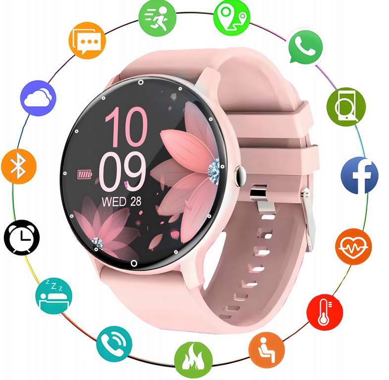 SMARTWATCH ZEGAREK DAMSKI WODOODPORNY IPS WYŚWIETLACZ APLIKACJA PL SPORT