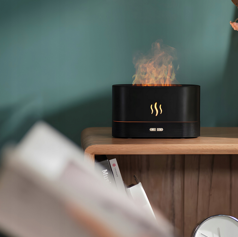 NAWILŻACZ POWIETRZA KOMINEK DYFUZOR AROMATERAPIA LAMPKA LED EFEKT OGNIA