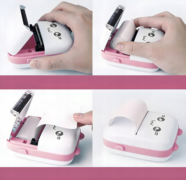 DRUKUŚMINI DRUKARKA TERMICZNA DO ZDJĘĆ NAKLEJEK + 10 Sztuk Rolek