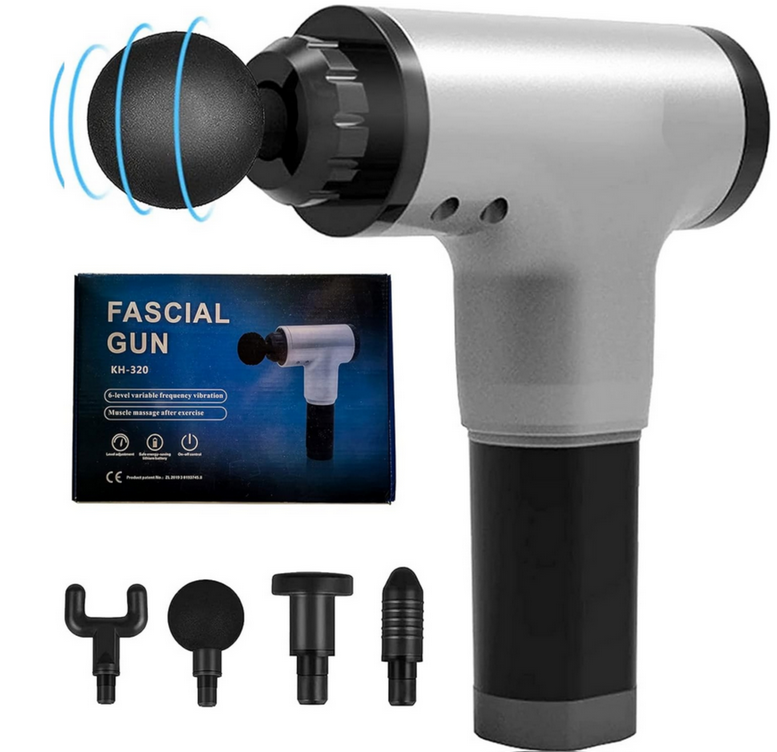 MASAŻER CIAŁA PISTOLET DO MASAŻU GUN + 4 KOŃCÓWKI + AKUMULATOR