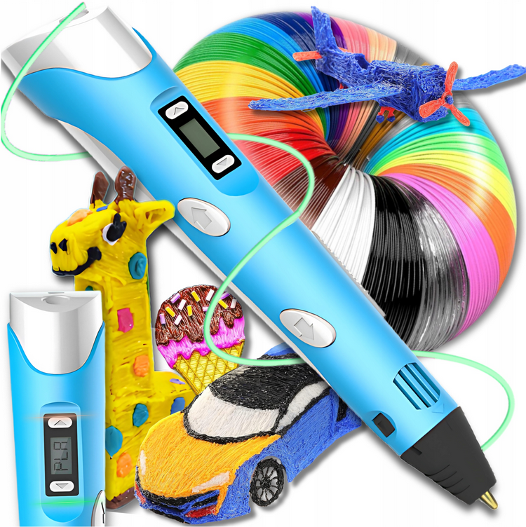 DŁUGOPIS DRUKARKA 3D PEN DLA DZIECI ZESTAW WKŁADY FILAMENT MATA SZABLON