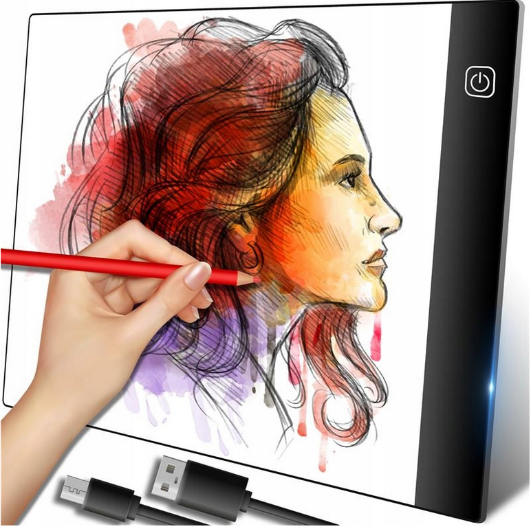 PODŚWIETLANA TABLICA DESKA KREŚLARSKA LED KALKA A4 DO RYSOWANIA TABLET