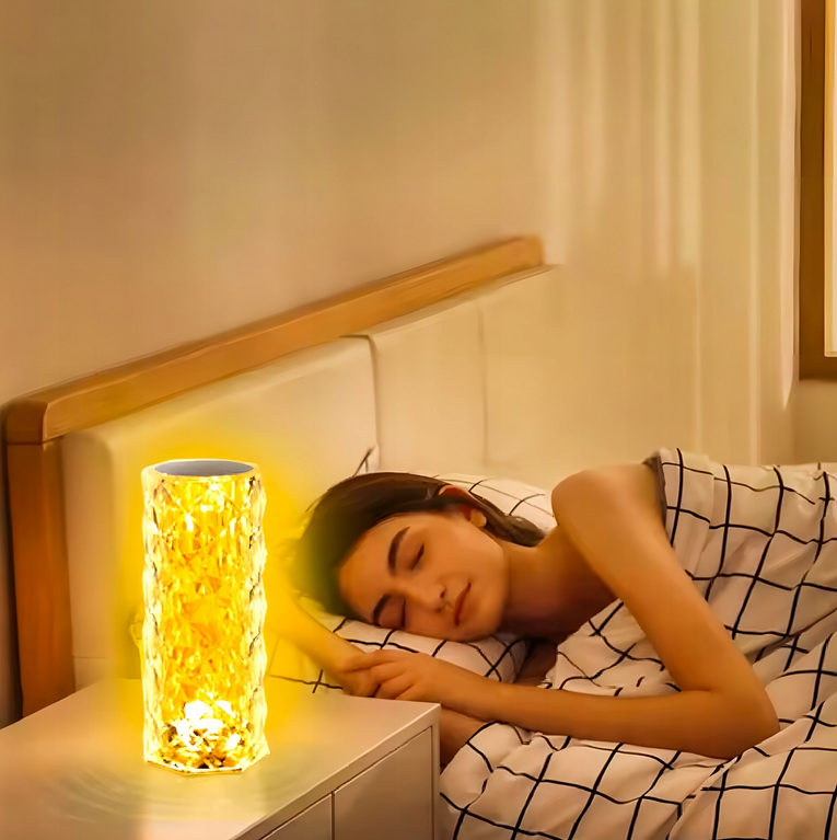 LAMPKA KRYSZTAŁOWA NOCNA LED DOTYKOWA EFEKT RÓŻY 16 KOLORÓW + PILOT RGB