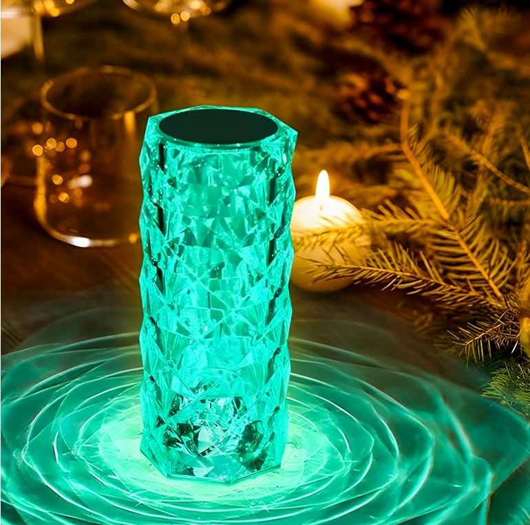 LAMPKA KRYSZTAŁOWA NOCNA LED DOTYKOWA EFEKT RÓŻY 16 KOLORÓW + PILOT RGB