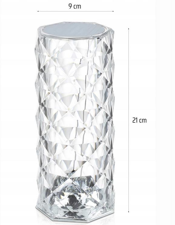 LAMPKA KRYSZTAŁOWA NOCNA LED DOTYKOWA EFEKT RÓŻY 16 KOLORÓW + PILOT RGB