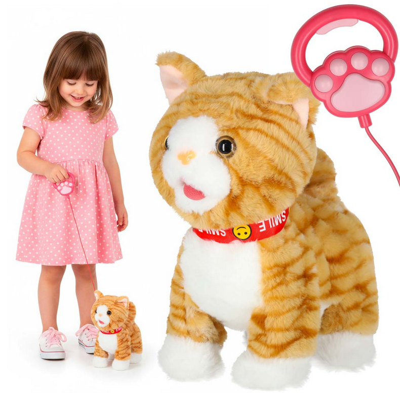 KOTEK INTERAKTYWNY NA SMYCZY MIAUCZY CHODZI RUSZA OGONEM