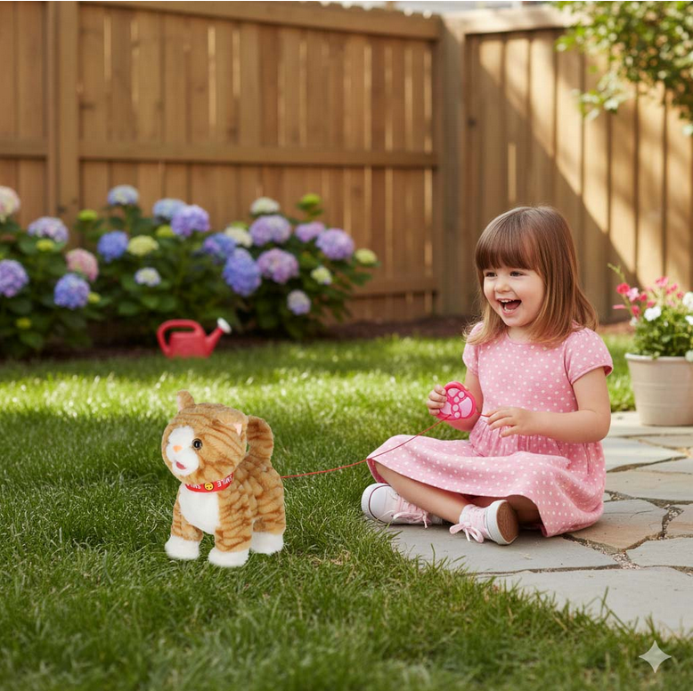 KOTEK INTERAKTYWNY NA SMYCZY MIAUCZY CHODZI RUSZA OGONEM