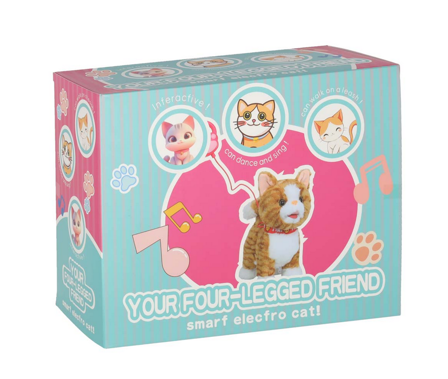 KOTEK INTERAKTYWNY NA SMYCZY MIAUCZY CHODZI RUSZA OGONEM