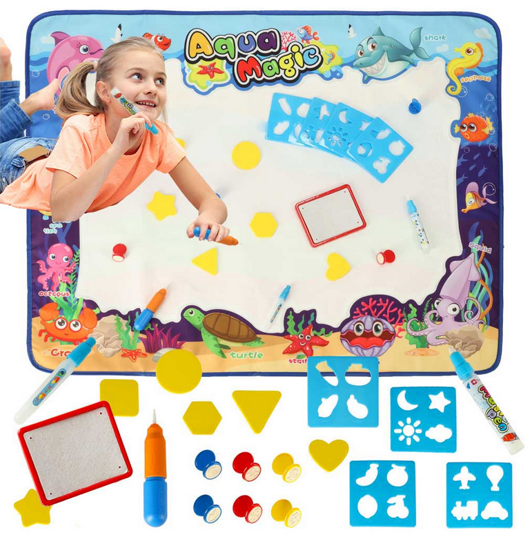 MATA WODNA DO RYSOWANIA I MALOWANIA WODĄ XXL PIECZĄTKI SZABLONY ZESTAW 100 x 80 cm