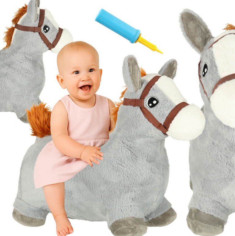 SKOCZEK DLA DZIECI GUMOWY DO SKAKANIA KOŃ KONIK Z MIĘKKIM POKROWCEM + POMPKA