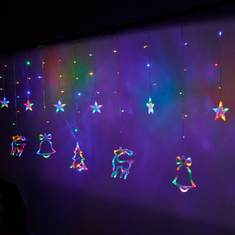 LAMPKI LED KURTYNA RENIFER ŚWIĄTECZNE 8 TRYBÓW ŚWIECENIA