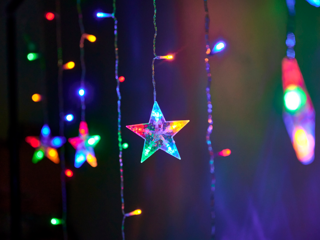 LAMPKI LED KURTYNA RENIFER ŚWIĄTECZNE 8 TRYBÓW ŚWIECENIA