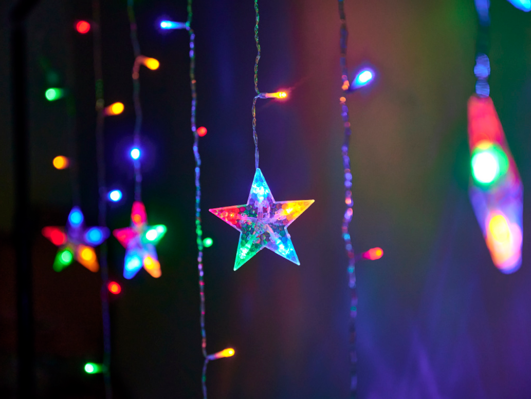 LAMPKI LED KURTYNA RENIFER ŚWIĄTECZNE 8 TRYBÓW ŚWIECENIA