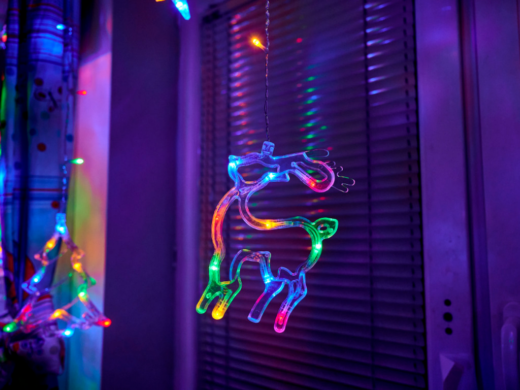 LAMPKI LED KURTYNA RENIFER ŚWIĄTECZNE 8 TRYBÓW ŚWIECENIA