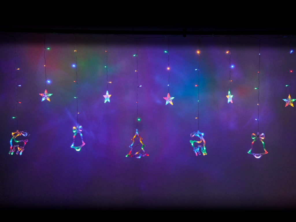 LAMPKI LED KURTYNA RENIFER ŚWIĄTECZNE 8 TRYBÓW ŚWIECENIA