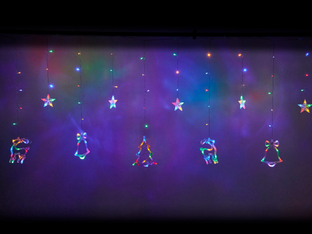 LAMPKI LED KURTYNA RENIFER ŚWIĄTECZNE 8 TRYBÓW ŚWIECENIA