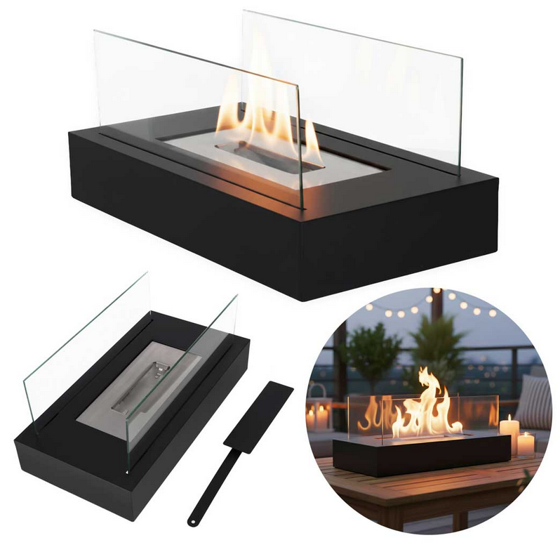 BIOKOMINEK WOLNOSTOJĄCY STOŁOWY BEZDYMNY NA PALIWO PROSTOKĄTNY