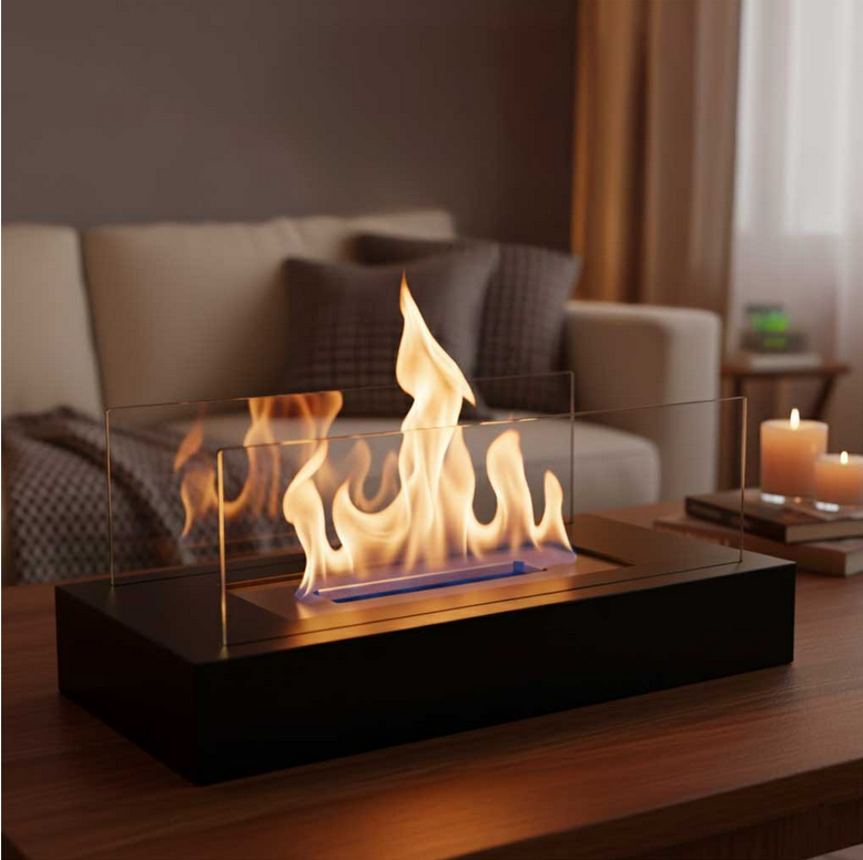 BIOKOMINEK WOLNOSTOJĄCY STOŁOWY BEZDYMNY NA PALIWO PROSTOKĄTNY