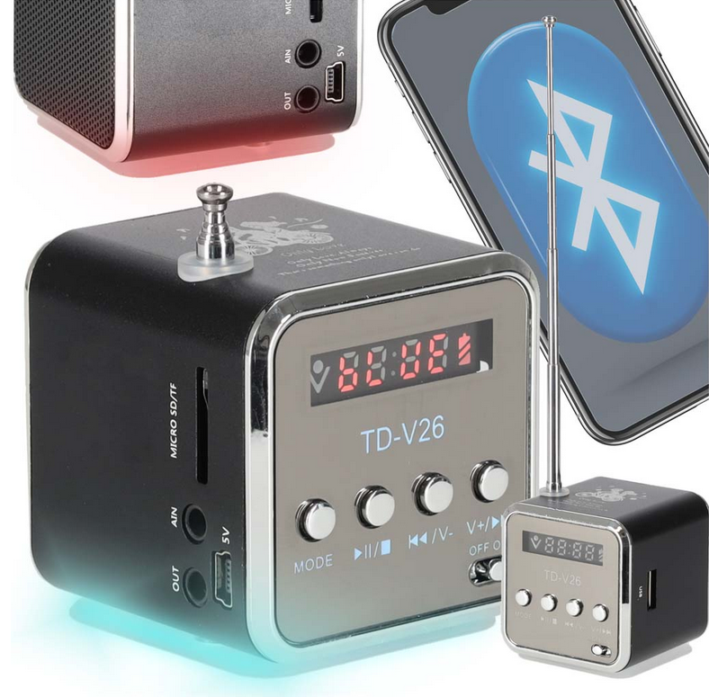 Radio akumulatorowe przenośne głośnik Bluetooth LCD TD-V26