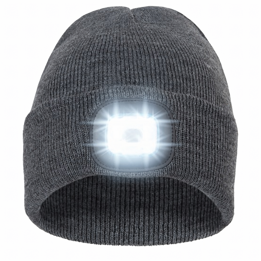 CZAPKA ZIMOWA ROBOCZA Z LAMPKĄ LATARKĄ LED ŁADOWANA USB 3 TRYBY ŚWIECENIA