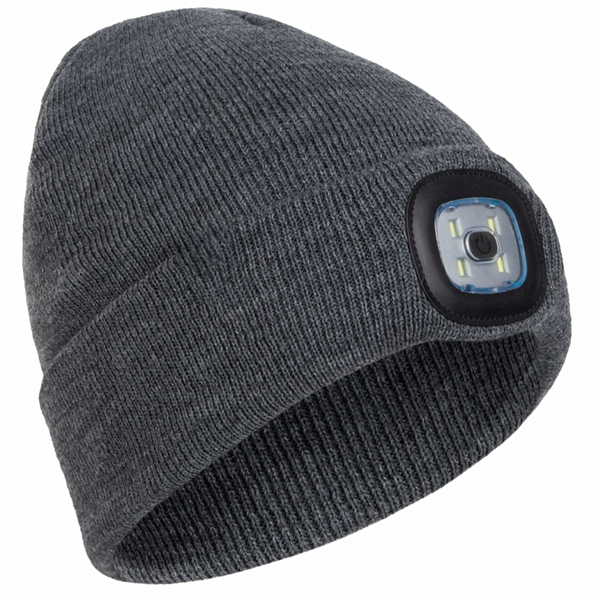 CZAPKA ZIMOWA ROBOCZA Z LAMPKĄ LATARKĄ LED ŁADOWANA USB 3 TRYBY ŚWIECENIA