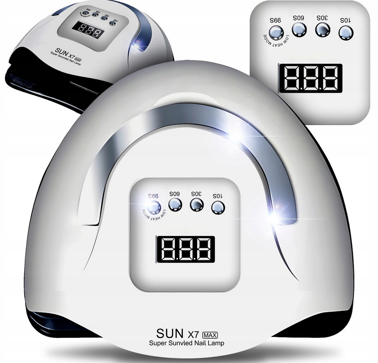 LAMPA UV DO PAZNOKCI LED 220W DO HYBRYD ŻELI MOCNA SUN X7 MAX BIAŁA LCD