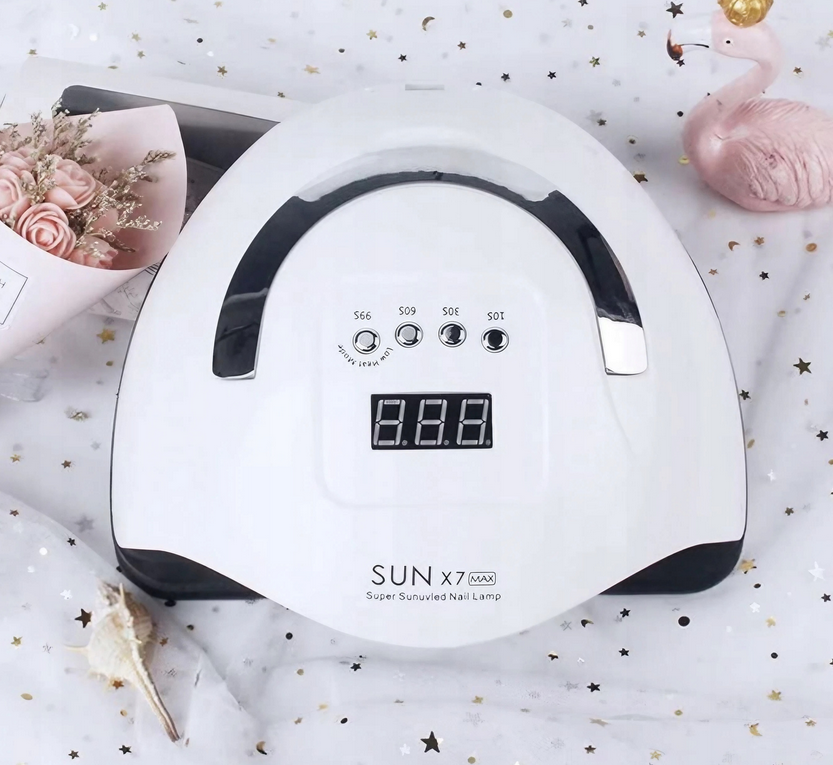 LAMPA UV DO PAZNOKCI LED 220W DO HYBRYD ŻELI MOCNA SUN X7 MAX BIAŁA LCD