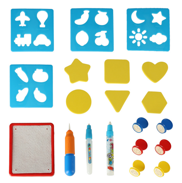 MATA WODNA DO RYSOWANIA I MALOWANIA WODĄ XXL PIECZĄTKI SZABLONY ZESTAW 100 x 80 cm