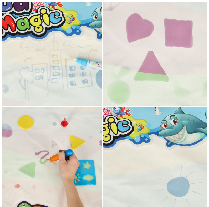 MATA WODNA DO RYSOWANIA I MALOWANIA WODĄ XXL PIECZĄTKI SZABLONY ZESTAW 100 x 80 cm